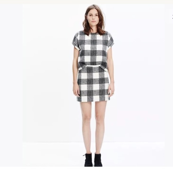 Madewell Dresses & Skirts - Madewell Black Ivory Plaid Crisscross Skirt
